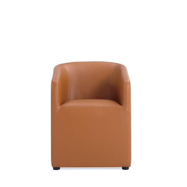 Manhattan Comfort Anna Saddle Round Faux Leather Dining Armchair