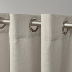 Loha Natural Solid Light Filtering Grommet Top Curtain, 54 in. W x 96 in. L (Set of 2)