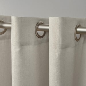 Loha Natural Solid Light Filtering Grommet Top Curtain, 54 in. W x 108 in. L (Set of 2)