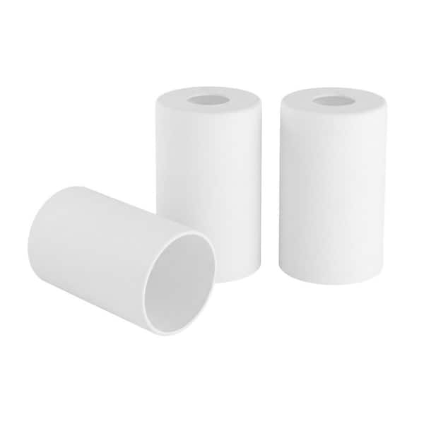 6.5 in. Height 3-Pack White Cylindrical Glass 1.6 in. Fitter Width Vanity Pendant Flush Mount Light Shade