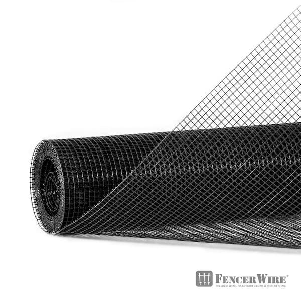 Fencer Wire 1/4 in. x 3 ft. x 5 ft. 23-gauge Black Vinyl Coated Hardware Cloth, Multiple Use Welded Wire Fencing Roll
