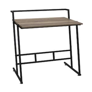 33 in. Rectangular Gray Writing Desk with Open Storage