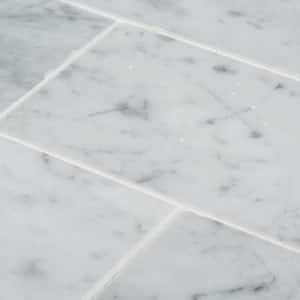 Italian White Carrara 3 in. x 6 in. Honed Marble Wall and Floor Tile (1 sq. ft./Pack)