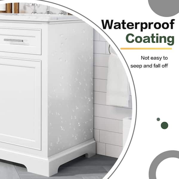Jearey 48 in. White Wood Double Sink Freestanding Bathroom Vanity