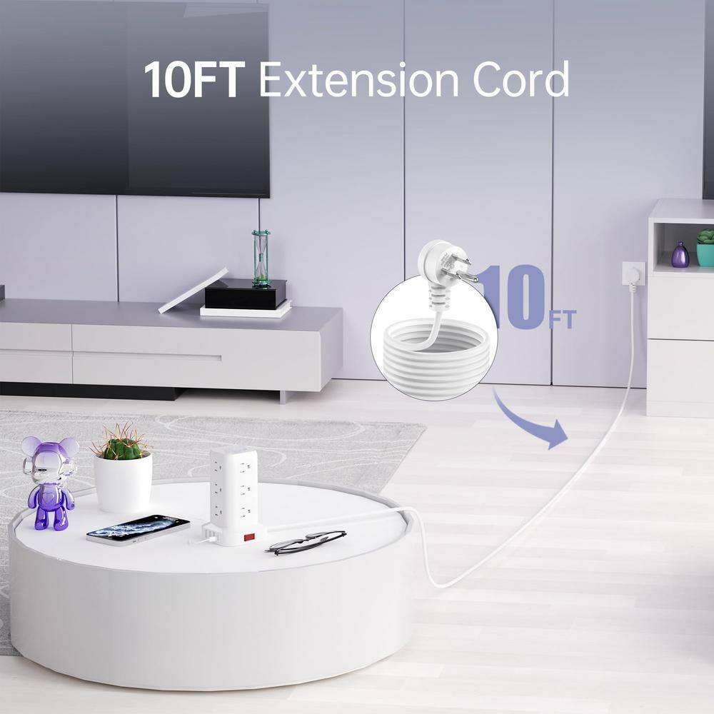 White Tower Power Strip Surge Protector with 12 Outlets and 4 USB Ports
