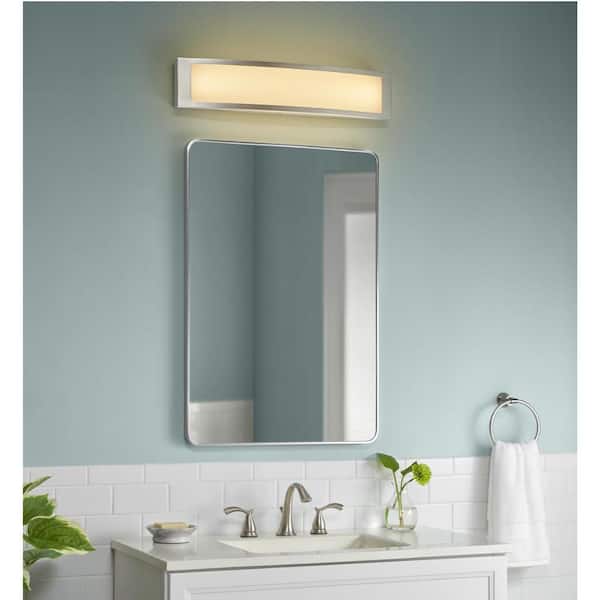 Woodbury 24 in. 1-Light Brushed Nickel LED Vanity Light with Extra Matte Black Trim 2700K-5000K