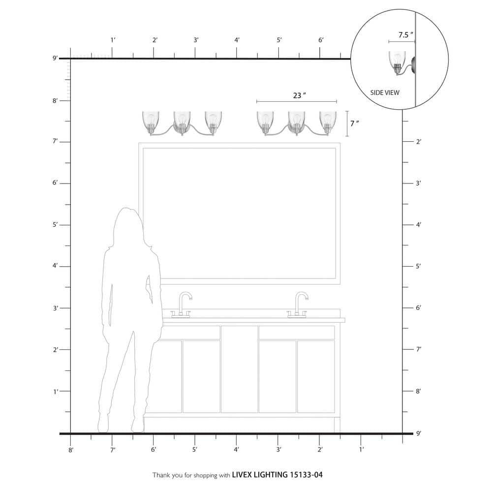 Montgomery Black Steel 3-Light Vanity with Clear Glass Shades