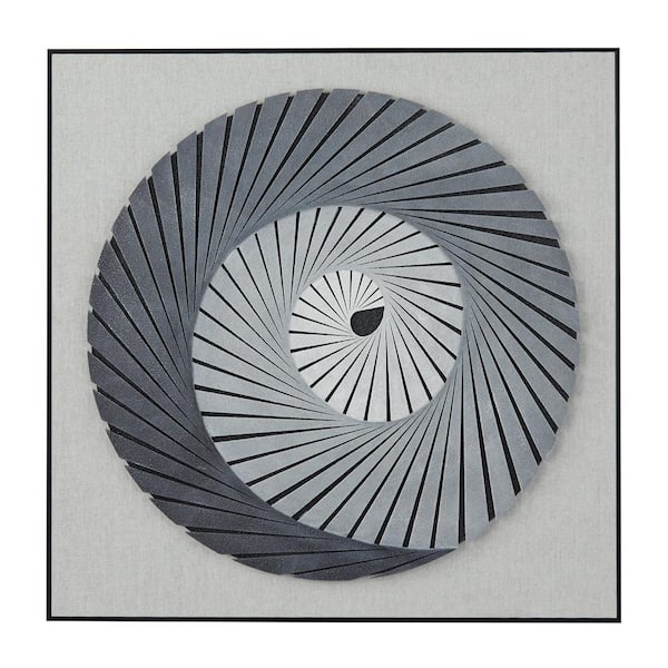 Litton Lane Gray 3D Spiral Geometric Shadow Box with Black Frame