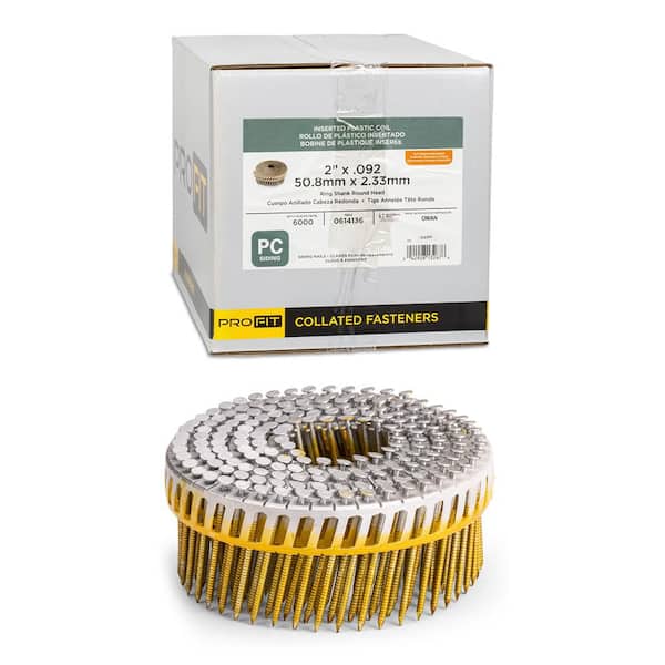 2 in x. 092 15° Hot Dipped Galvanized Ring Shank Plastic Coiled Siding Nails (6000 Per Box)