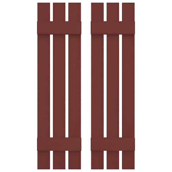 Builders Edge 12 in. W x 43 in. H Vinyl Exterior Spaced Board and Batten Shutters Pair in Burgundy Red