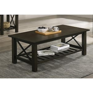 New Classic Furniture Vesta 47 in. Espresso Rectangle Wood Coffee Table with 1 Shelf