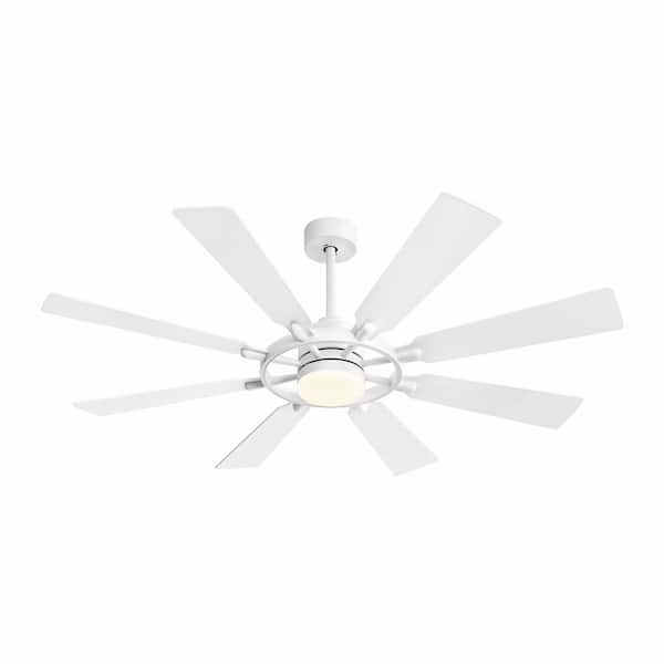 WINGBO 80 in. 8 Blades LED Indoor White Ceiling Fan with Remote