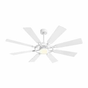 80 in. 8 Blades LED Indoor White Ceiling Fan with Remote