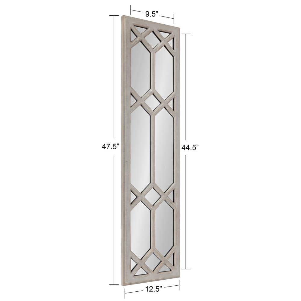 Gray Tall Rectangular Wood Windowpane Mirror