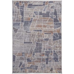 Blue and Gray 2 ft. x 3 ft. Geometric Area Rug