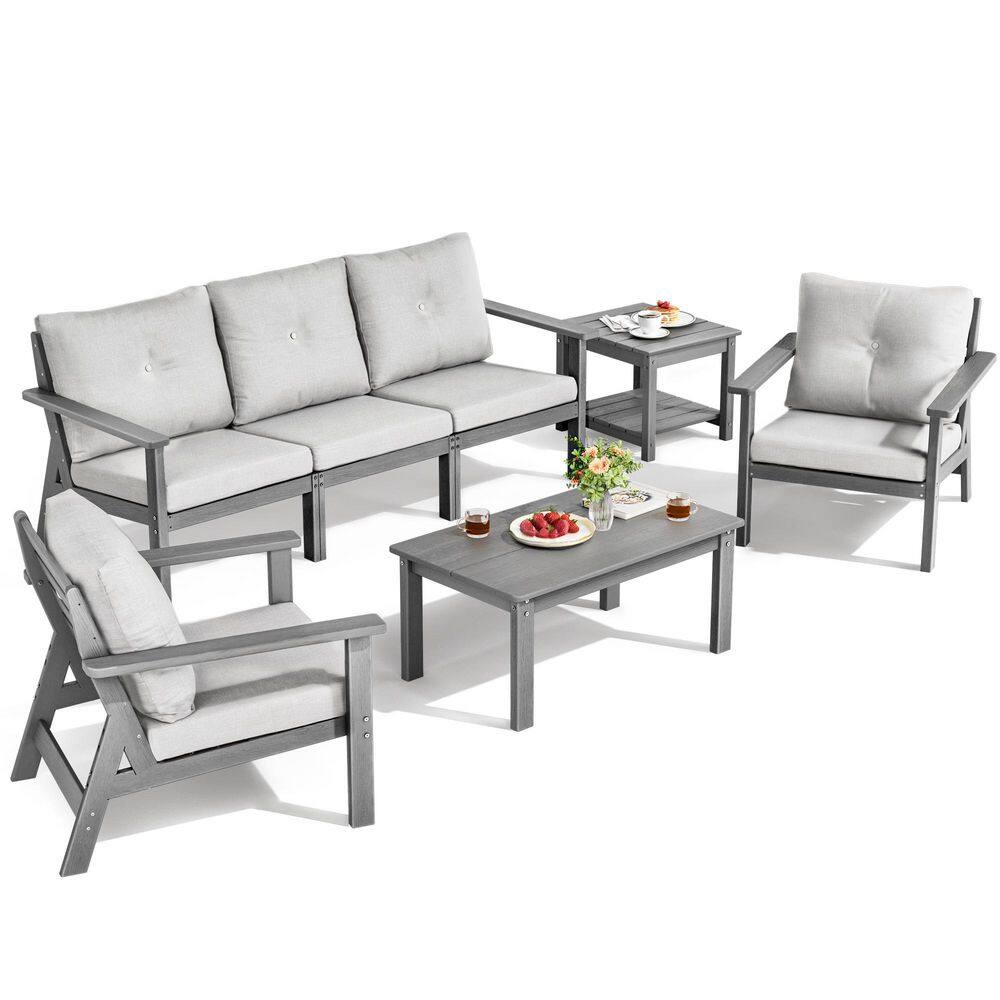7-Piece HDPE Patio Conversation Seating Set with Cushions, Gray price history on PriceWatchPro