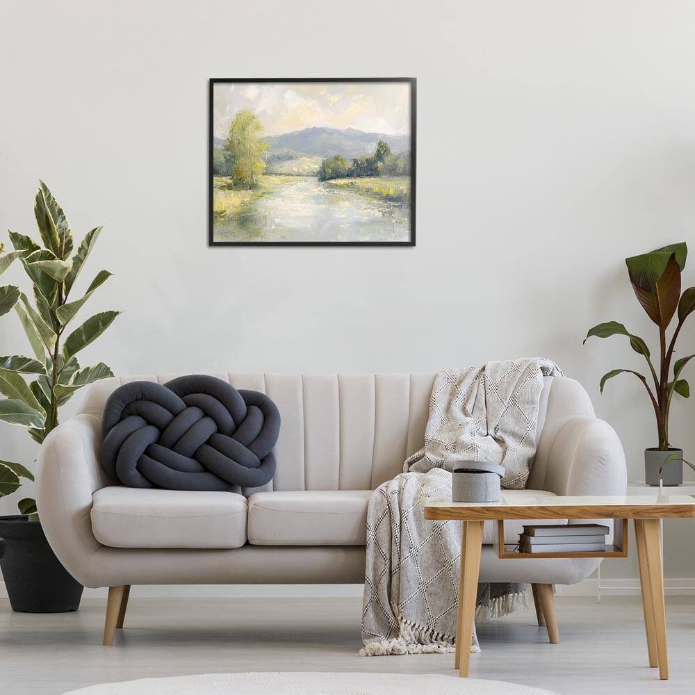Abstract River and Mountain Scene by Petal Prints Design Black Framed Nature Giclee Art Print 24 in. x 30 in. price history on PriceWatchPro
