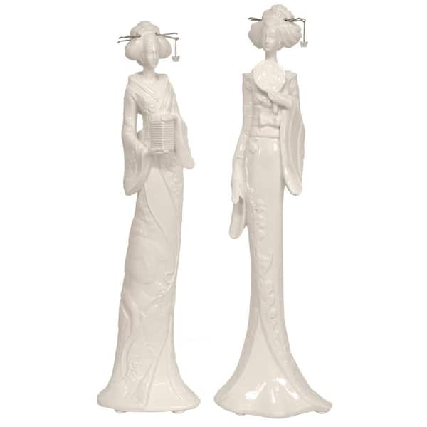 Oriental Furniture Oriental Furniture 19 in. Pair of Standing Geisha Decorative Statues