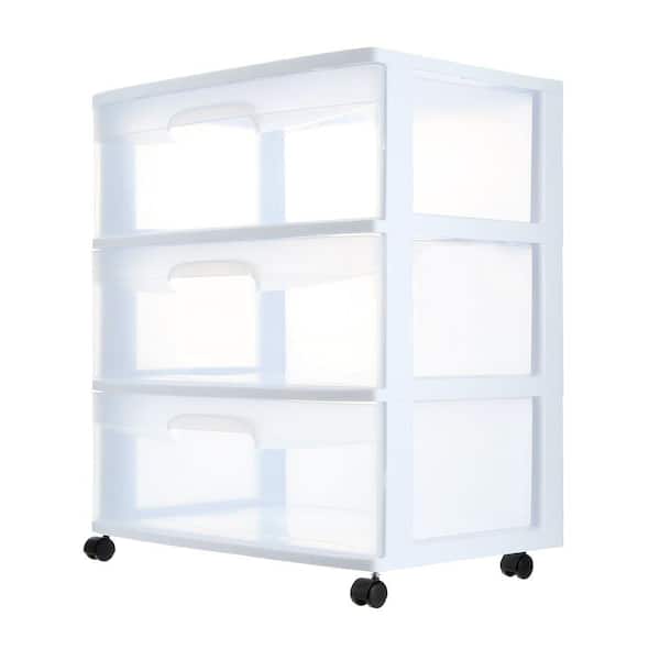 Sterilite Home 3 Drawer Cart Clear, 3 Drawer Plastic Storage Unit With Wheels