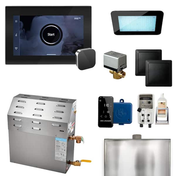 Mr. Steam Super (XDream) 10 kW (10000 W) Steam Shower Generator Package with iSteamX Control in Black Polished Chrome