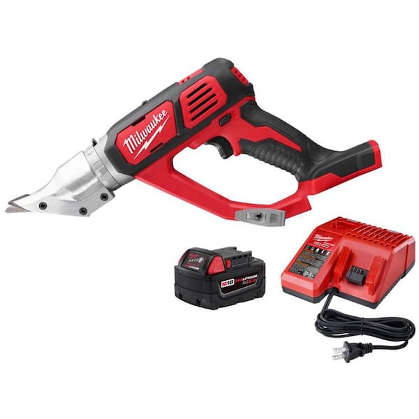 M18 18-Volt Lithium-Ion Cordless 18-Gauge Double Cut Metal Shear with 5.0 Ah Battery and Charger Starter Kit