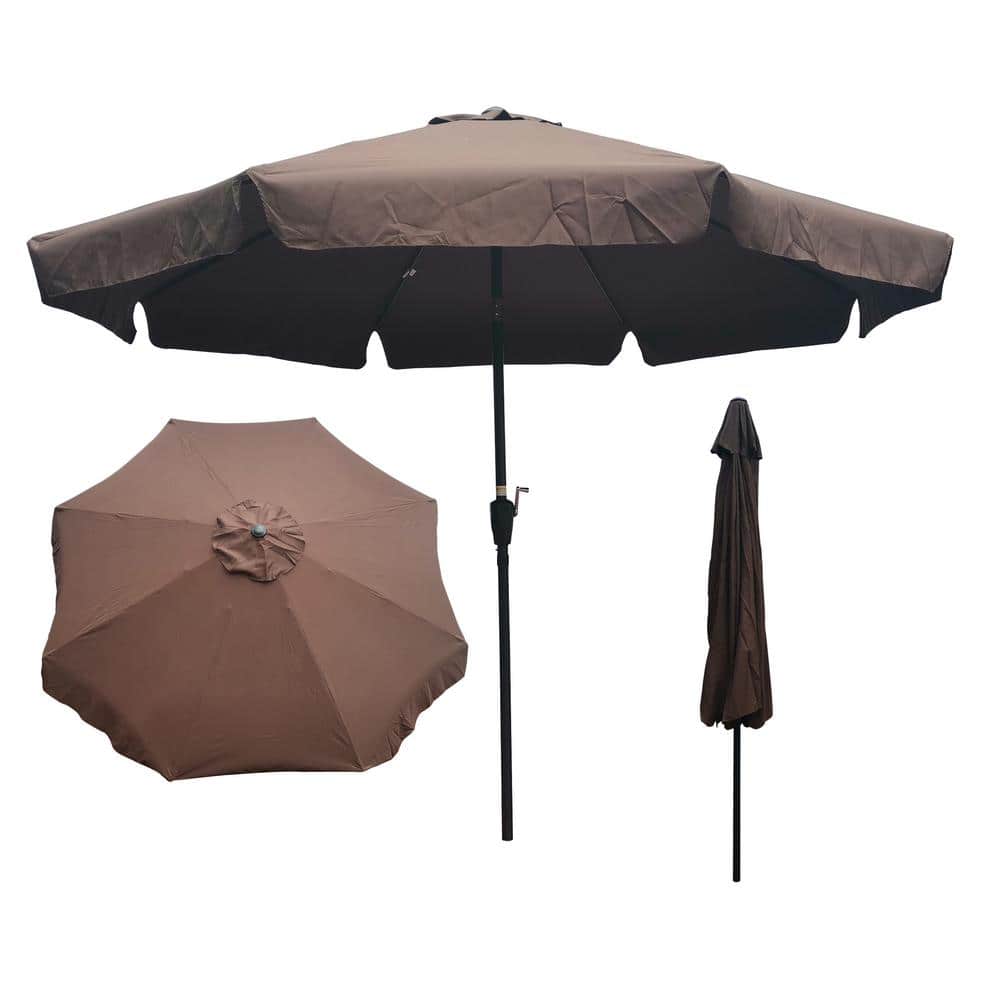 10 ft. Round Market Patio Umbrella Outdoor Umbrellas with Crank for Garden Swimming Pool in Chocolate price history on PriceWatchPro