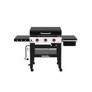 Daytona 3-Burner Propane Gas Grill 30 in. Flat Top Griddle in Black with Lid with Cover
