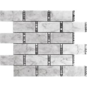 Gray and White 11.7 in. x 13 in. Subway Polished Marble Mosaic Tile (5.28 sq. ft./Case)