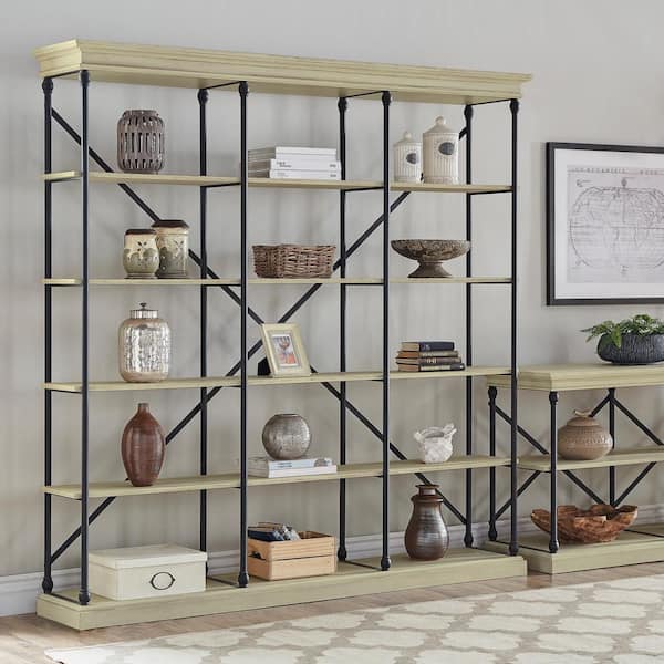 HomeSullivan 84 in. White Wash Metal 5-shelf Etagere Bookcase