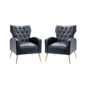 Actaeon Navy Accent Armchair with Metal Legs (Set of 2)