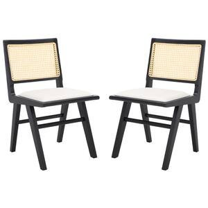 Hattie Black/Natural 20.1 in. Rattan Dining Chair Set of 2