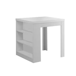 White Counter Height Dining Table Storage Pub/Bar Table