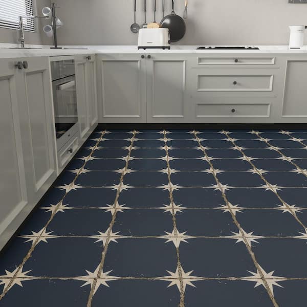 24 in. X 120 in. 4 MIL Navy Blue Peel & Stick Vinyl Sheet Flooring, Cut to Length, Water-Resistant Flooring Roll