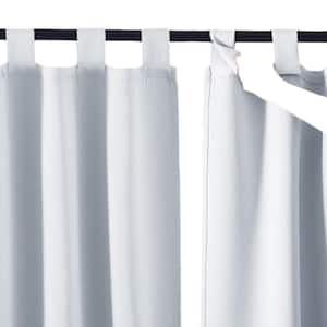 Waterproof Outdoor Patio Porch Curtain Self-Stick Tab Top Blackout Indoor Outdoor Dividers in Greyish White (Set of 2)