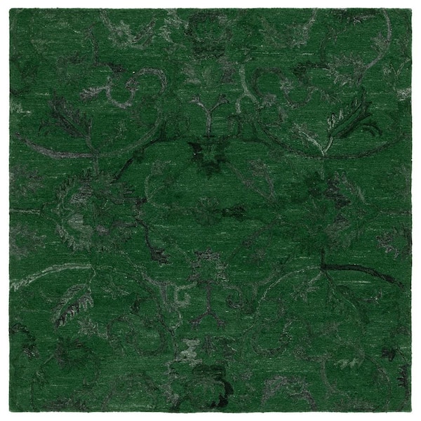 Anatolia 6 ft. x 6 ft. Dark Green Traditional Garden square Area Rug