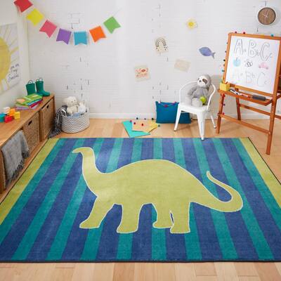 Cooper Girl Cute Dinosaurs Kids Area Rug Learning Carpet for Living Room Bedroom 5'3x4' 