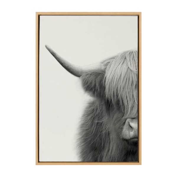 Kate and Laurel Sylvie Hey Dude Highland Cow Crop by The Creative Bunch Studio Framed Art Print 23 in. x 33 in.