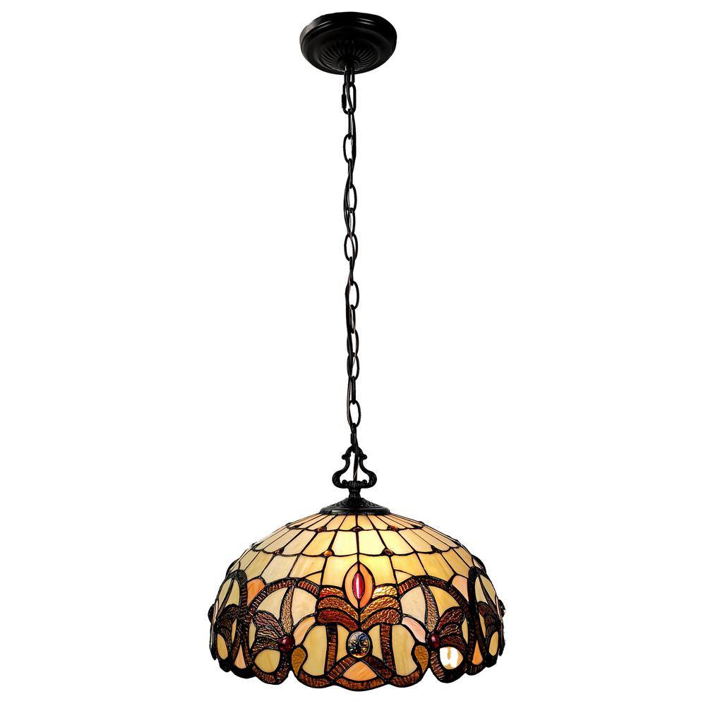 Elegant Tiffany-Style 16" Dome Hanging Lamp with Stained Glass