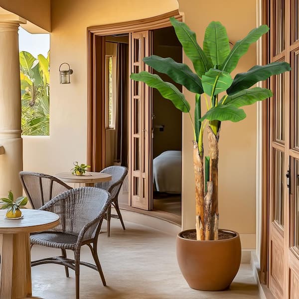 MOVECOM Realistic Artificial Banana Tree for Home Decor – Faux