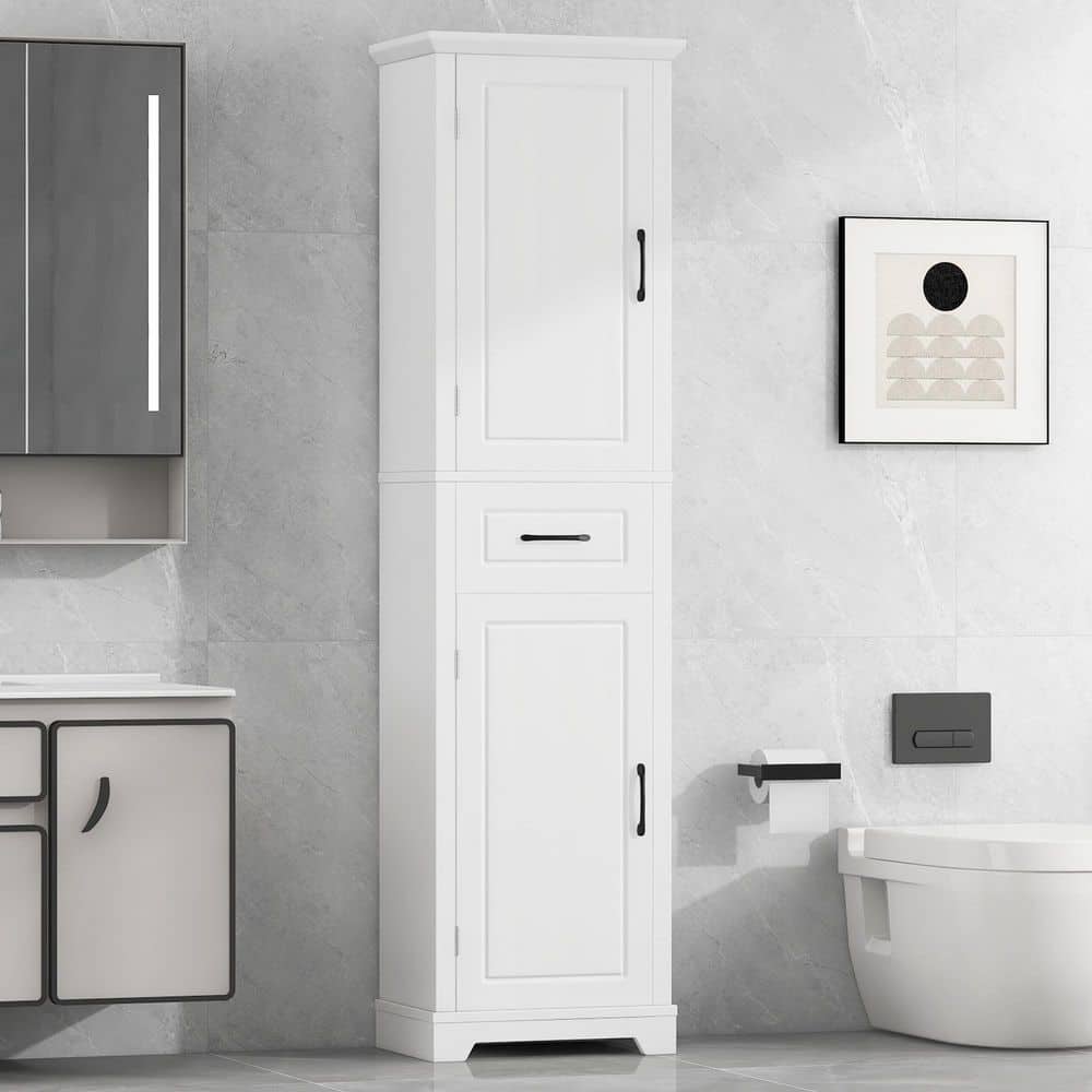 20 in. W x 11.8 in. D x 72.5 in. H White MDF Freestanding Linen Cabinet with Adjustable Shelf price history on PriceWatchPro