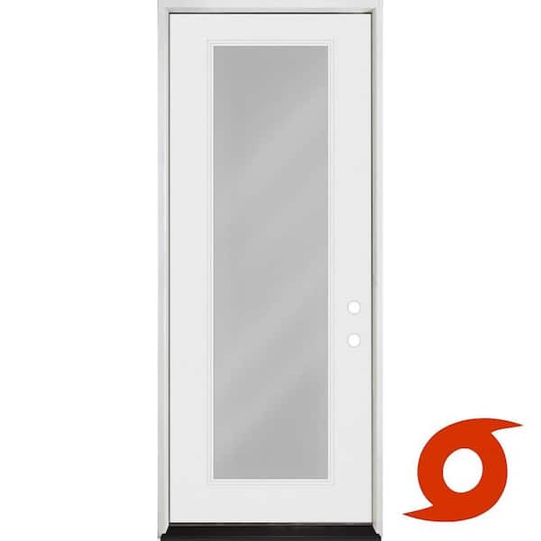 Palisade 32 in. x 80 in. Full Lite Clear Impact Glass LHIS Unfinished Fiberglass Prehung Front Door with 6-9/16 Jamb