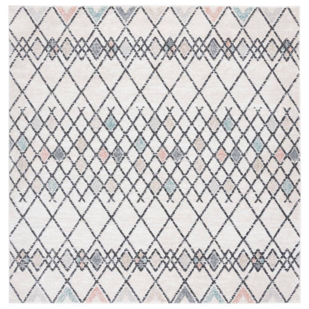 Ivory Square Easy-Care Synthetic Hand-Knotted Rug - 6'7"