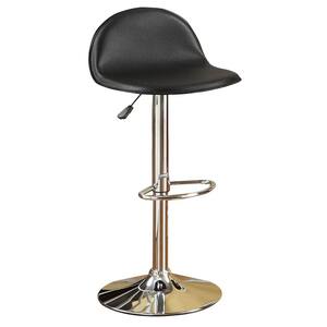 28 in. Black Adjustable Metal Bar Stool with Leatherette Upholstered Seat