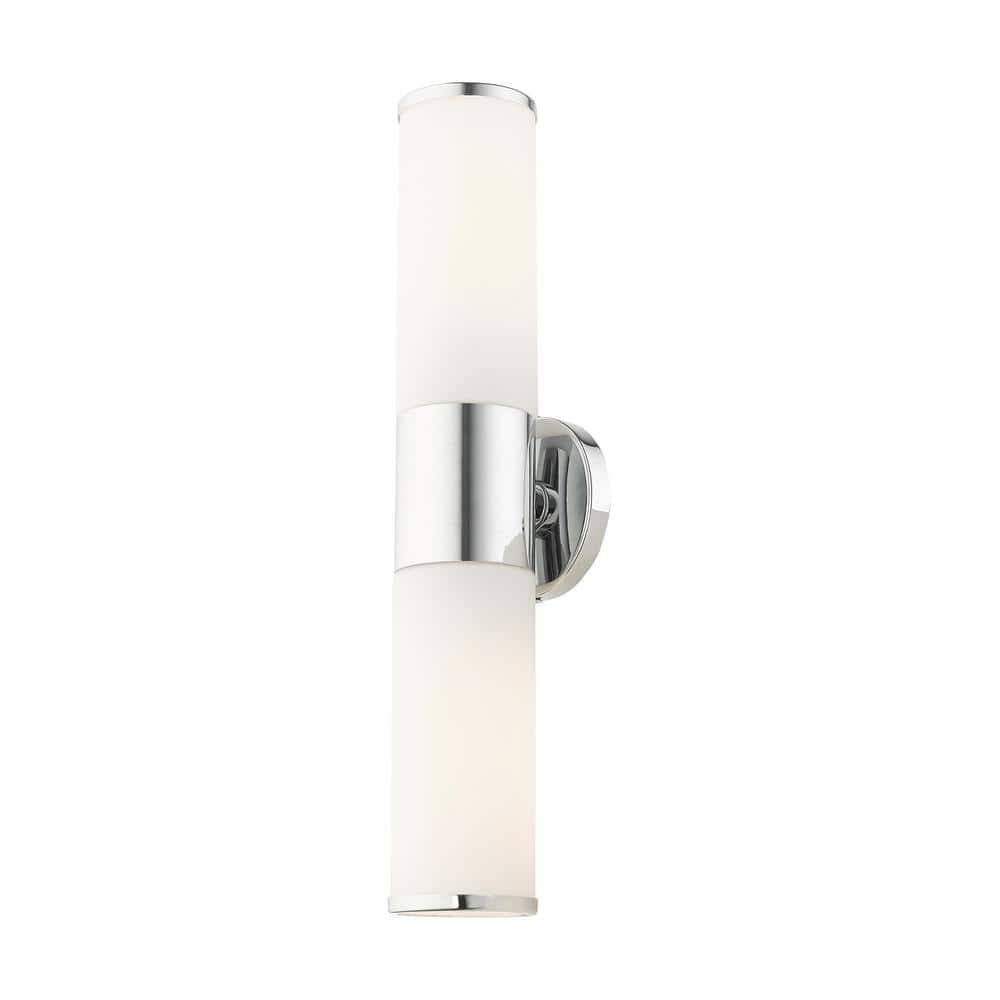 Lindale Polished Chrome 2-Light ADA Vanity Sconce with Satin Opal White Glass