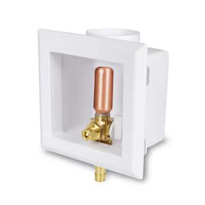 1/2 in. F1960 PEX Icemaker Outlet Box with Valve and Hammer Arrester, White ABS Brass (Single)