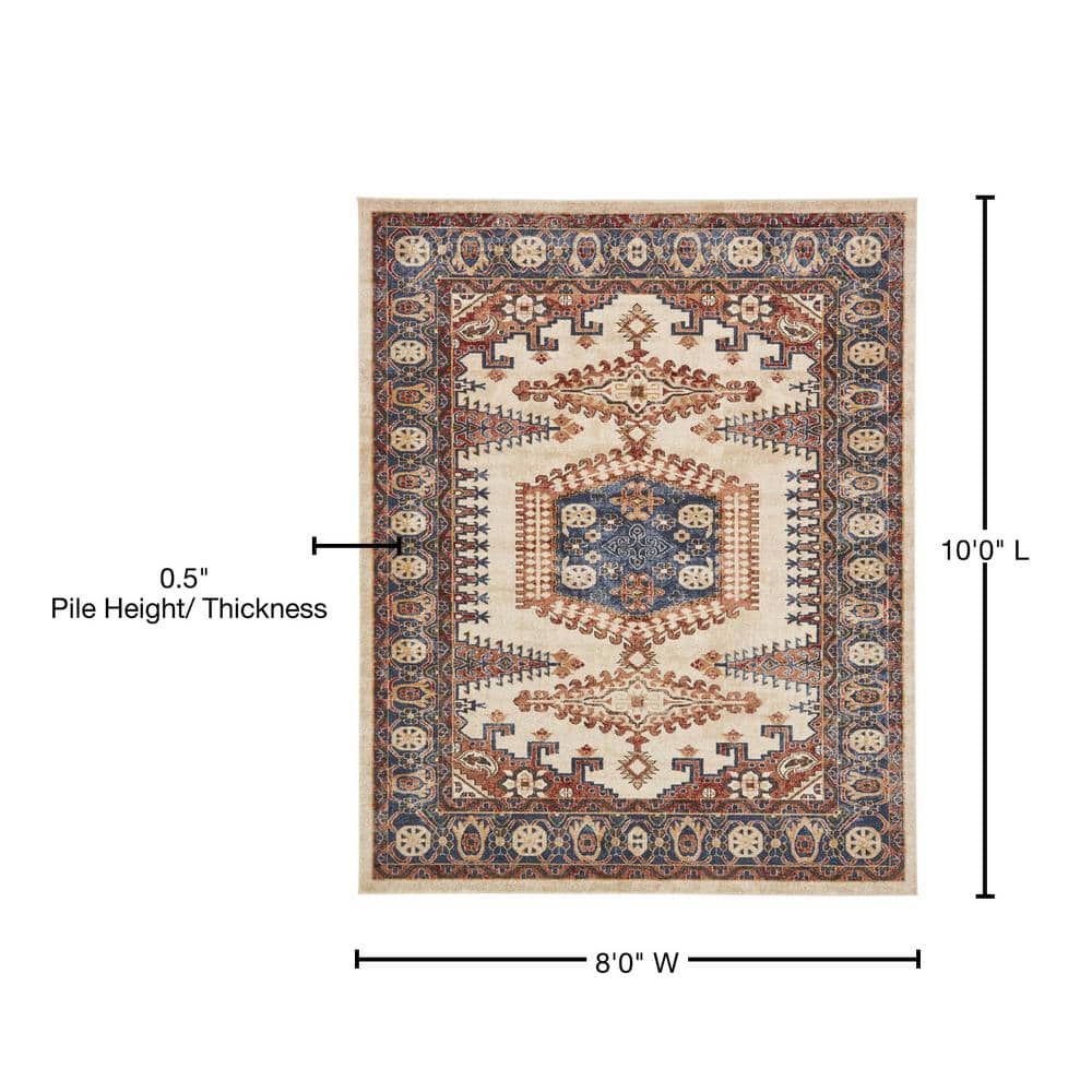 Handmade Ivory Abstract 8' x 10' Easy Care Synthetic Rug