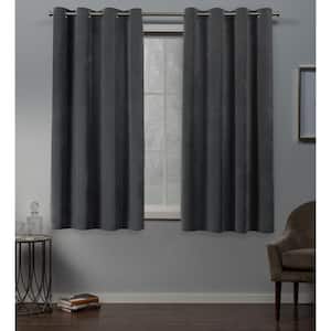 Velvet Soft Grey Solid Light Filtering Grommet Top Curtain, 54 in. W x 63 in. L (Set of 2)