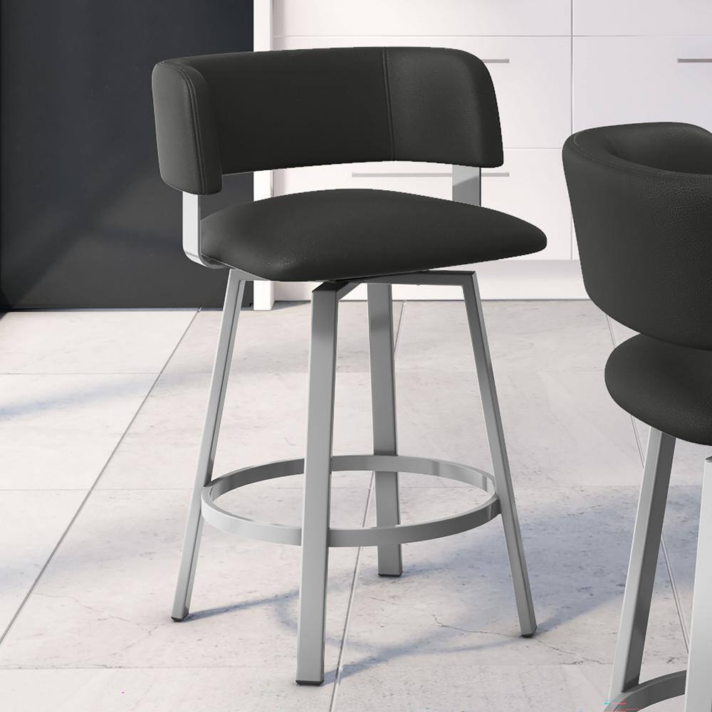 Matte Charcoal Black Adjustable Swivel Counter Stool