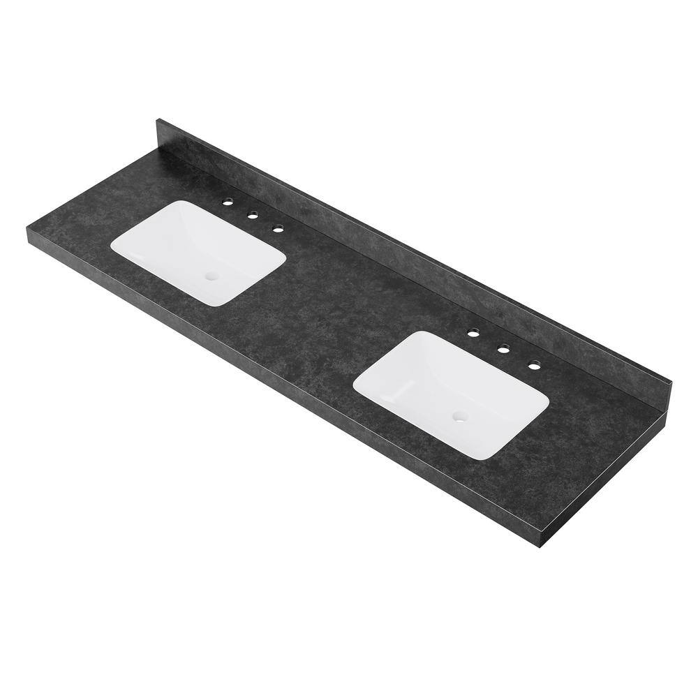 FAMYYT 72 in. W x 22 in. D Engineered Composite White Rectangular Double Sink Bathroom Vanity