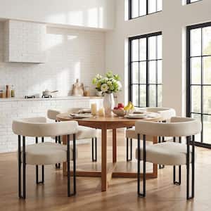 Beige Velvet Upholstered Armchair (Set of 4)